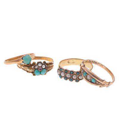 Sale Photo Thumbnail #125: Collection of Four Victorian Yellow Gold Rings