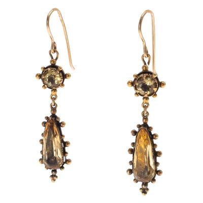 Sale Photo Thumbnail #391: Pair of Georgian Quartz, 14k Yellow Gold Earrings