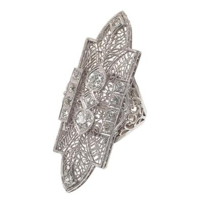 Sale Photo Thumbnail #523: Art Deco Style Diamond, Platinum, 18k Ring