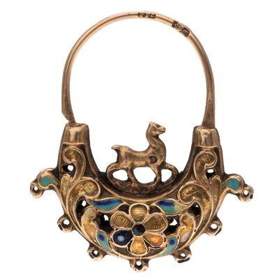 Sale Photo Thumbnail #35: Pair of Renaissance Revival Enamel, 14k Earrings