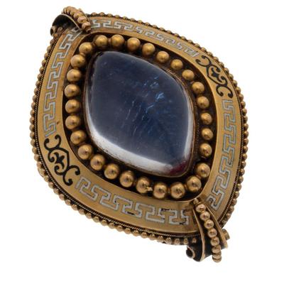 Sale Photo Thumbnail #222: Victorian Crystal, Enamel, Yellow Gold Pin Pendant