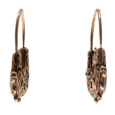 Sale Photo Thumbnail #36: Pair of Renaissance Revival Enamel, 14k Earrings