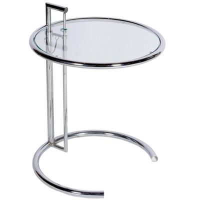 Sale Photo Thumbnail #625: Eileen Gray Style Chrome and Glass Side Table