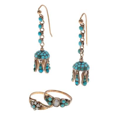 Sale Photo Thumbnail #112: Collection of Victorian Turquoise, Pearl Jewelry