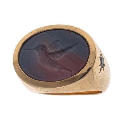 Sale Photo Thumbnail #179: Agate Intaglio, 9k Yellow Gold Ring