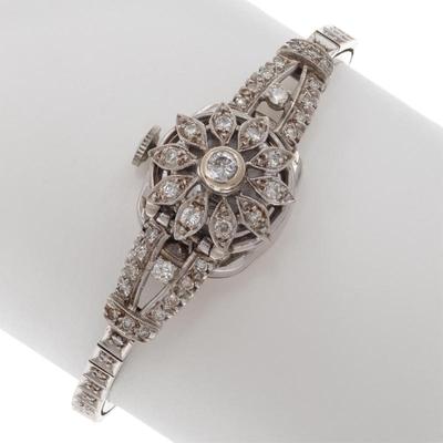 Sale Photo Thumbnail #552: Ladies Lucerne Diamond, 14k White Gold Covered Watch