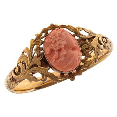 Sale Photo Thumbnail #148: Victorian Coral, 14k Yellow Gold Tassel Brooch