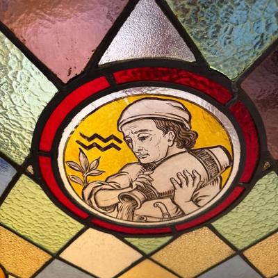 Vintage Stained Glass Window Panel