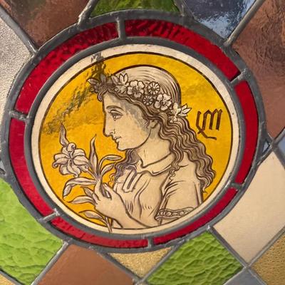 Vintage Stained Glass Window Panel