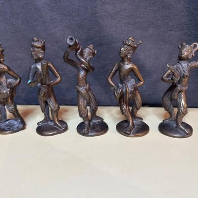 Vintage Brass Statues of Southeast Asian Musicians