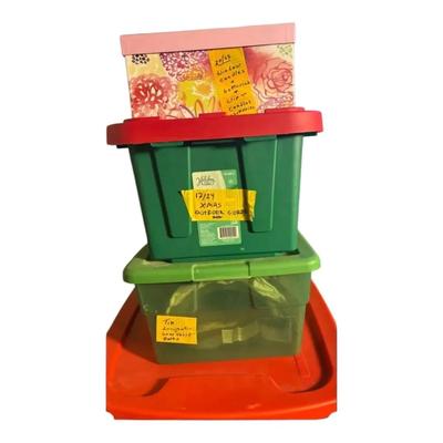 6 Containers Of Christmas Decor 