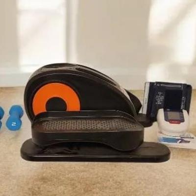 Under-Desk Elliptical, 2lb Dumbbells, and Blood Pressure Monitor Set