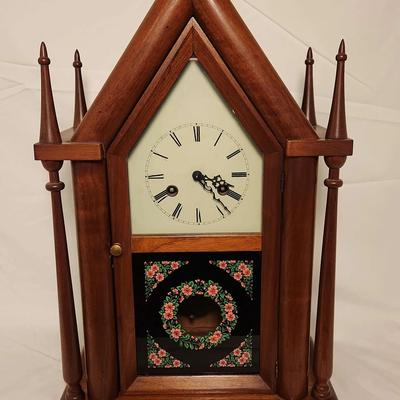 Vintage Cathedral-Style Wooden Mantel Clock