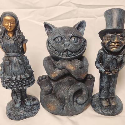 Alice in Wonderland Bronze-Tone Figurine Trio