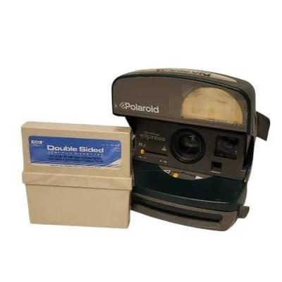 Polaroid OneStep Express Instant Camera & Vintage Double-Sided Diskettes Lot
