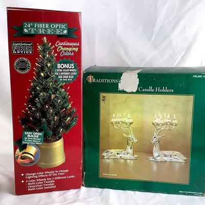 Reindeer Candle Holders & Fiber Optic Tree