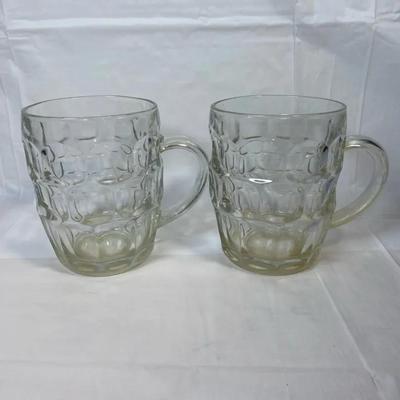 Vintage Ravenhead Heavy Glass Beer Mugs (Set of 2) – Made in England