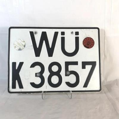 Vintage German Metal License Plate – WÜ K 3857