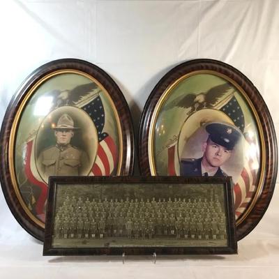 WWI Era Framed Military Service Portrait – Bubble Glass Patriotic Frame