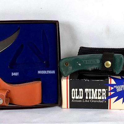 2-Piece Schrade Old Timer Knife Lot – Incomplete Gift Set & Fixed Blade