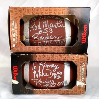 Oakland Raiders Signed NFL Footballs (2) – Wilson, Autographed, Original Boxes