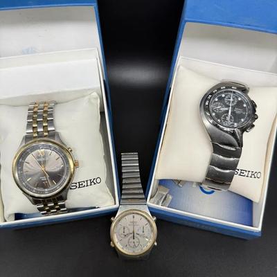 Vintage Seiko Watch Collection (3) – Chronograph, Quartz & Kinetic – Boxed