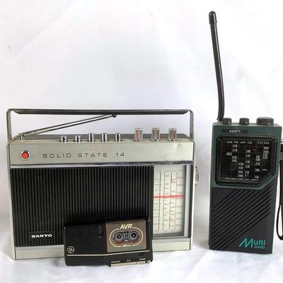 Vintage Radio & Cassette Recorder Lot Plus Sanyo Solid State 14, GE – Tested Working