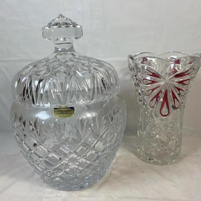 Polish Lead Crystal Lidded Jar & Cut Crystal Vase – 2 Piece Lot 