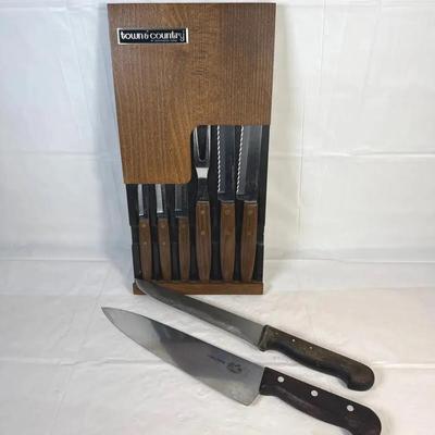 Vintage Town & Country Knife Block Set w/ Marsvogel Solingen & Victorinox Forschner Knives