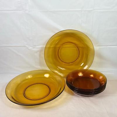 Vintage Duralex France Amber Glass Plates & Bowls Set – Marked France 12