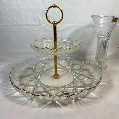 Mikasa Lot - Two-Tiered Tray And Vase