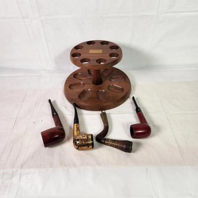 Vintage Estate Smoking Pipe Lot – Decatur Industries, Willard & Others with Stand