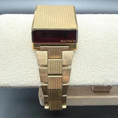 Vintage Bulova Computron LED Watch – Gold-Tone Case & Bracelet