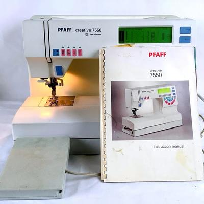Pfaff Creative 7550 Computerized Sewing Machine w/ Foot Pedal, Accessories & Manual