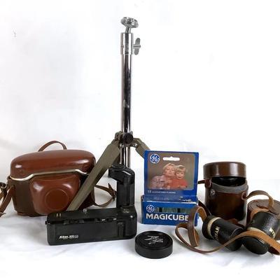 Vintage 35mm Film Camera Lot with Lenses, Tripod & Accessories