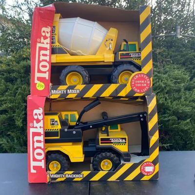 Two Circa 1990 Tonka Construction Vehicles – Cement Mixer & Truck, Boxed