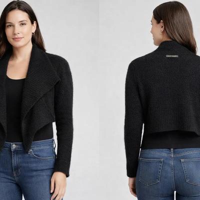 Elie Tahari Black Knit Cropped Cardigan – Size M