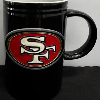 San Francisco 49ers Black Ceramic Coffee Mug w/ Raised SF Logo