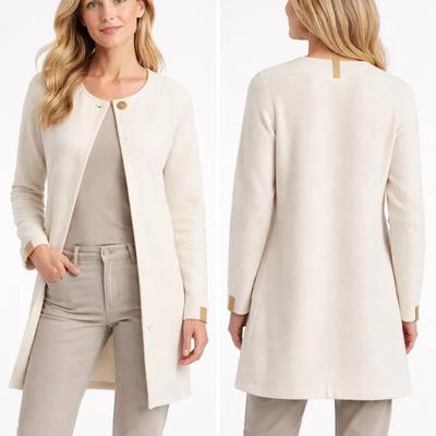 Henriette Steffensen Copenhagen Wool Jacket Coatigan Women’s M Cream Minimalist