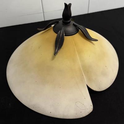 Vintage Tulip-Style Alabaster / Onyx Ceiling Light Fixture – Approx. 16” Wide 