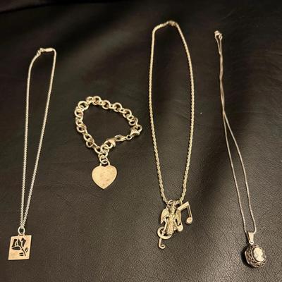 Sterling Silver Jewelry Lot – Necklaces & Charm Bracelet