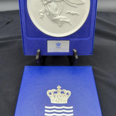 Royal Copenhagen 6” Porcelain Bisque Relief Plaque * Depicting Night Angel Allegorical