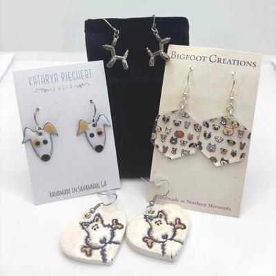 4 Fun Dog Theme Pierced Earrings * Kathryn Reichert * Bigfoot Creations 