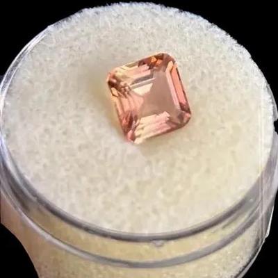 Square 2 carat Pink Tone Bi-Color Tourmaline Gemstone 