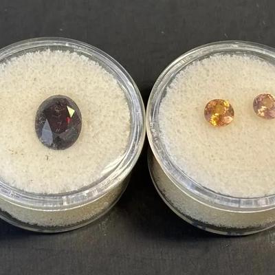 2 Faceted Round Orange Zircon gemstones * Oval Red Zircons 10x6x4