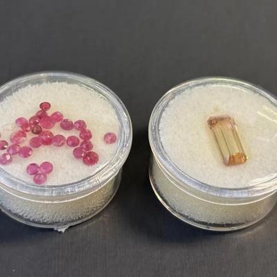 Many Loose Faceted 2mm 3mm Rubies * 1 Faceted Peach Color Sealed Gemstone 2.67ct