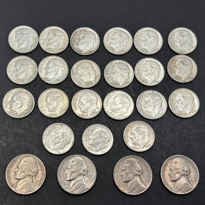 21 1964 Silver Dimes * 4 Nickels 1941, 42, 54 and 1964