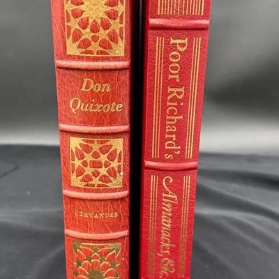 Vintage Leather-Bound Don Quixote & Poor Richard’s Almanacks * 1965 & 1979 Collectors Editions 