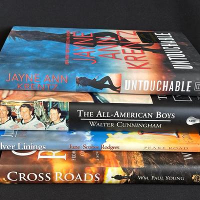 4 Autographed Hardcover Books * Jayne Ann Krentz * WM Paul Young * Scobee Rodgers * Cunningham 