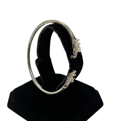 Sterling Silver Elephant Detail Cuff Bracelet 18.64g